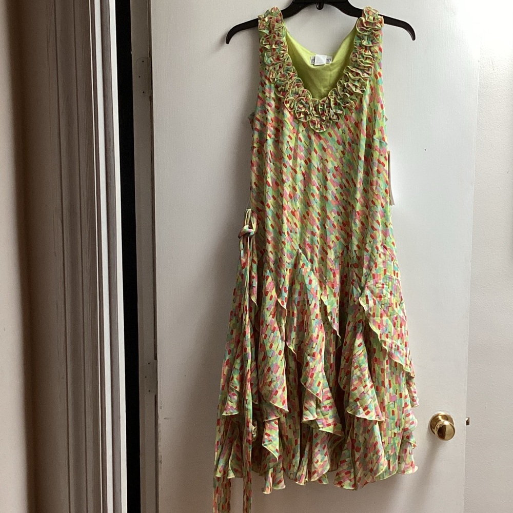Asymmetrical Multicolor Ruffled Dress